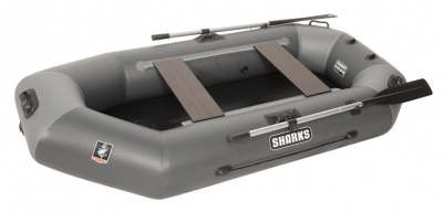 Лодка гребная под мотор Sharks S240 Люкс серо/чёрный (пол-книжка)
