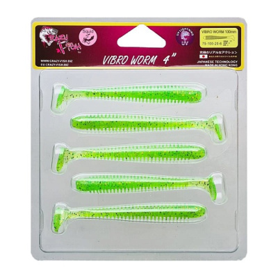 Силиконовая приманка Crazy Fish Vibro Worm 4" 75-100-20-6