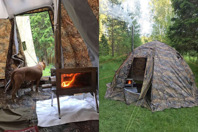 Печь Берег для палатки "Камин" Средняя New (труба - 80мм)