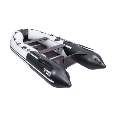 Лодка ПВХ Ривьера Компакт 3400 СК "Комби" светло-серый/черный