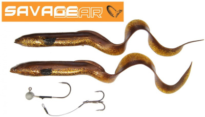 Силиконовая приманка Savage Gear 3D Real Eel LB 20cm 27gr Green Yellow Glitter / 2 штуки