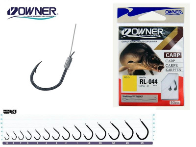 Крючок №4 Owner/C'ultiva RL-044 с поводком 70см c петлёй 0.22мм/4.7кг 10 шт