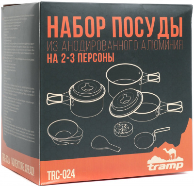 Набор посуды туристической Tramp на 2-3 персоны из анодированного алюминия TRC-024