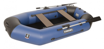 Лодка гребная под мотор Sharks S270 Люкс синий/чёрный (пол-книжка)