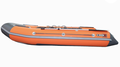 Надувная ПВХ лодка X-River Rocky 355 (оранжевый, серая фурнитура) + дублирование тканью ПВХ дна