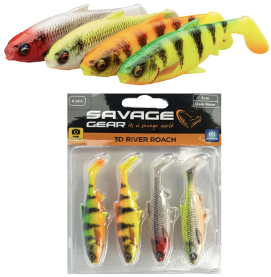 Силиконовая приманка Savage Gear 3D River Roach Dark Water Mix 12cm 17gr/ 4 штуки
