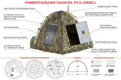 Палатка-шатер Берег УП-5 Люкс (440х440/220 см)