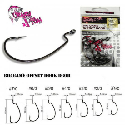 Офсетный крючок Crazy Fish Big Game Offset Hook № 7/0