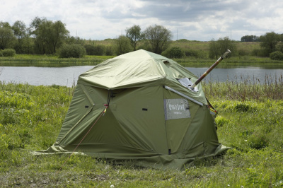 Всесезонная Универсальная палатка Лотос КубоЗонт 4-У Компакт (260х260/215 см) + Гидродно + Пол Утеплённый