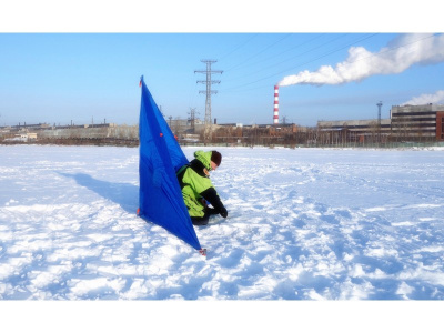 Зимнее укрытие для рыбака Пингвин Крыло 175*350 (синий)