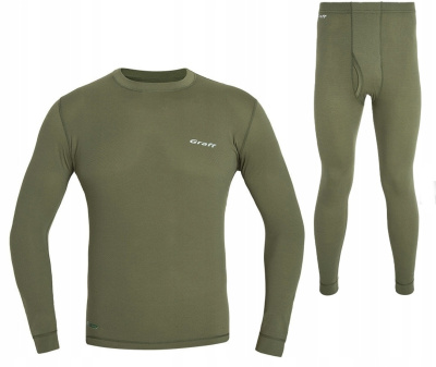 Термобелье Graff Duo Skin 300 футболка + кальсоны (оливковый) размер XL